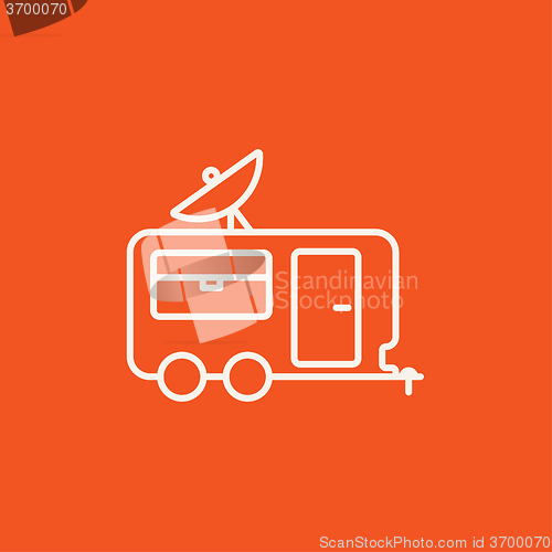 Image of Caravan with satellite dish line icon.