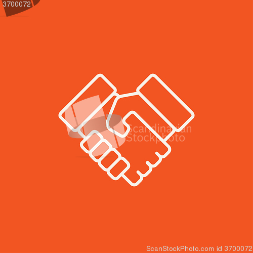 Image of Handshake and successful real estate transaction line icon.