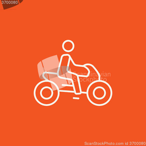 Image of Man riding motorcycle line icon.