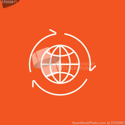 Image of Globe with arrows line icon.