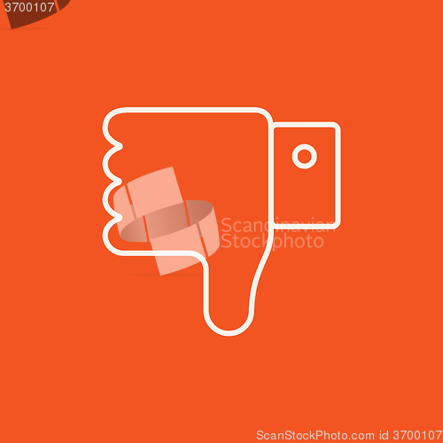 Image of Thumb down hand sign line icon.