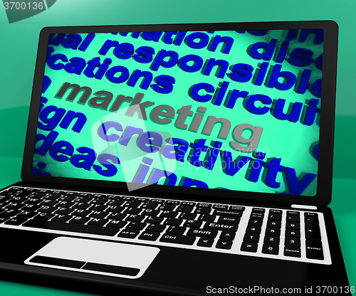 Image of Marketing Screen Means Advertise And Sell Brand