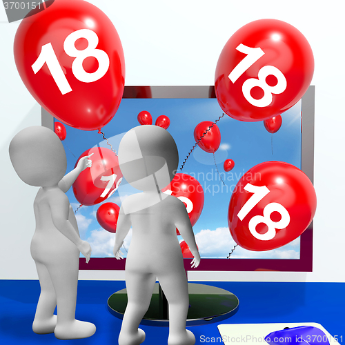 Image of Number 18 Balloons from Monitor Show Online Invitation or Celebr