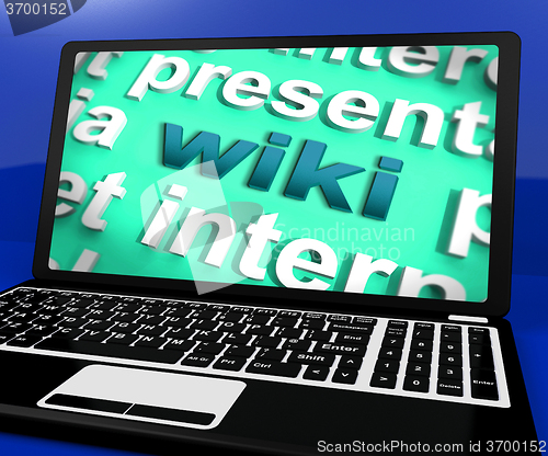 Image of Wiki Laptop Shows Websites Knowledge Education Or Encyclopedia O