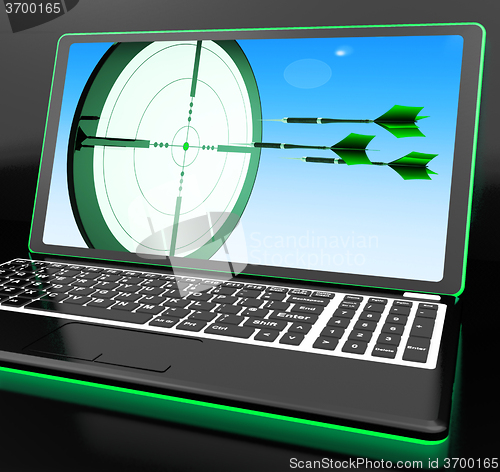 Image of Arrows Aiming On Laptop Showing Extreme Accuracy
