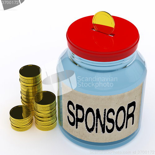 Image of Sponsor Jar Means Donating Helping And Aid