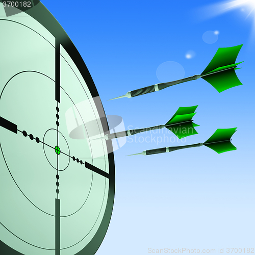 Image of Arrows Aiming Target Shows Hitting Goals