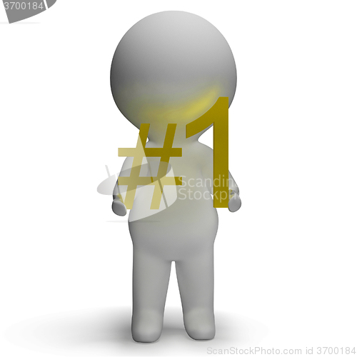 Image of Number One 3d Character Showing First Place