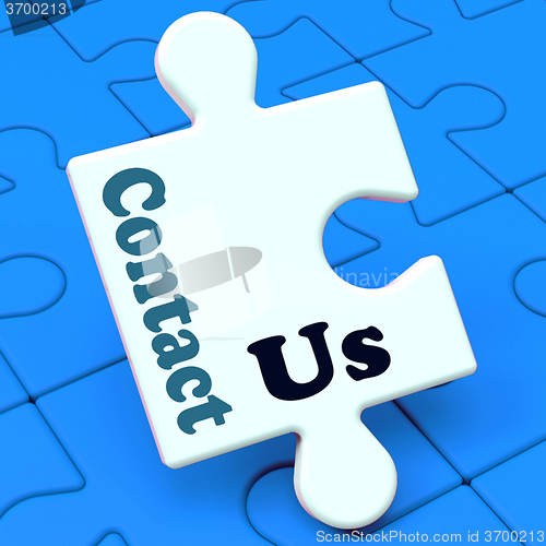 Image of Contact Us Puzzle Shows Helpdesk Communication And Help