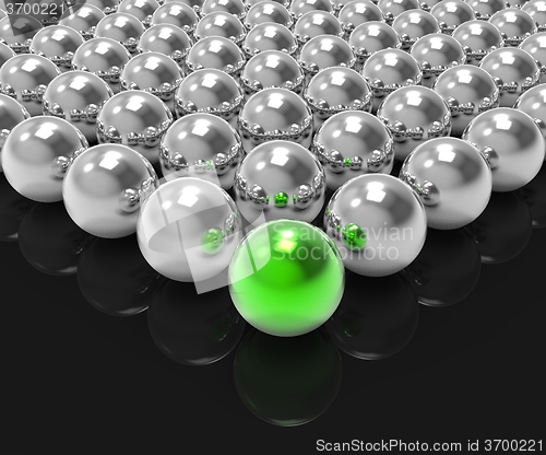 Image of Leading Metallic Ball Shows Leadership Or Winning