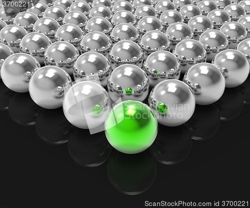 Image of Leading Metallic Ball Shows Leadership Or Winning