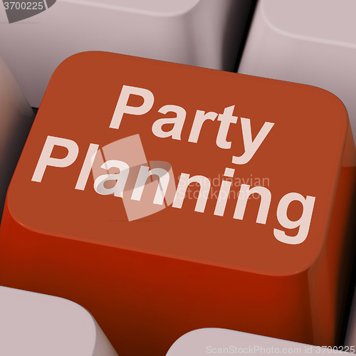 Image of Party Planning Key Shows Celebration Organization Online