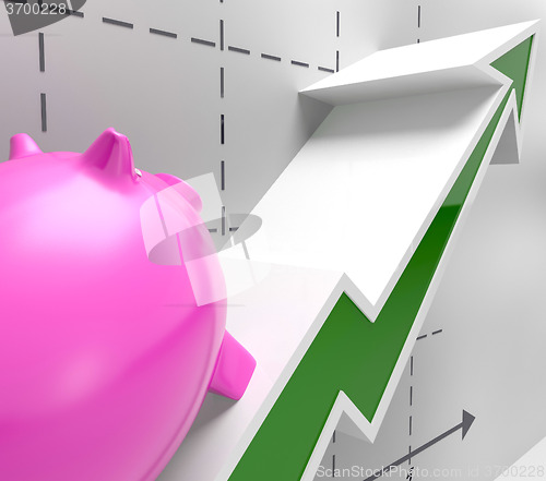 Image of Climbing Piggy Shows Goals Success And Profit