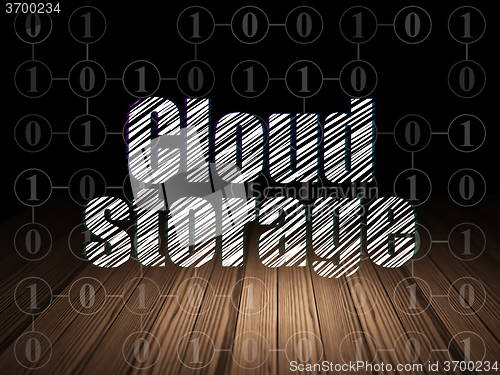 Image of Cloud technology concept: Cloud Storage in grunge dark room