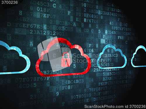 Image of Cloud computing concept: Cloud With Padlock on digital background