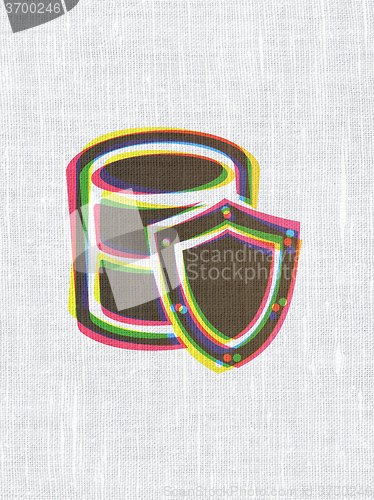 Image of Programming concept: Database With Shield on fabric texture background