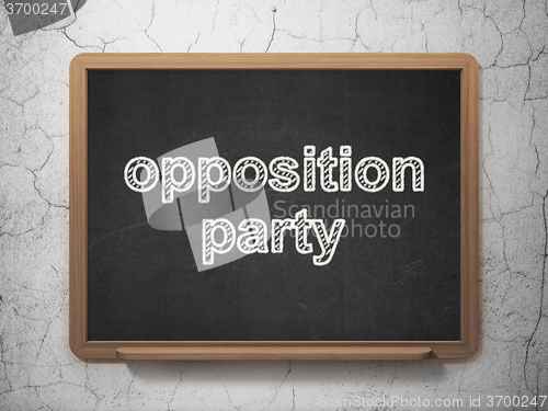 Image of Politics concept: Opposition Party on chalkboard background