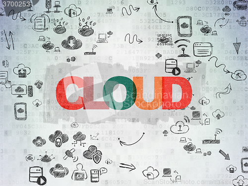 Image of Cloud networking concept: Cloud on Digital Paper background