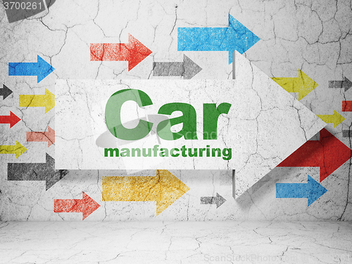 Image of Manufacuring concept: arrow with Car Manufacturing on grunge wall background