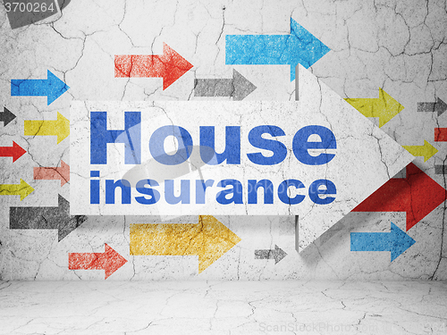 Image of Insurance concept: arrow with House Insurance on grunge wall background