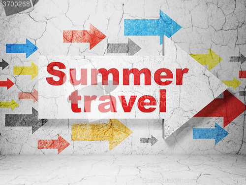 Image of Vacation concept: arrow with Summer Travel on grunge wall background