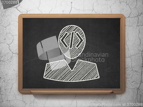 Image of Software concept: Programmer on chalkboard background