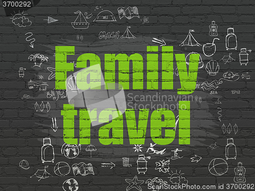 Image of Travel concept: Family Travel on wall background