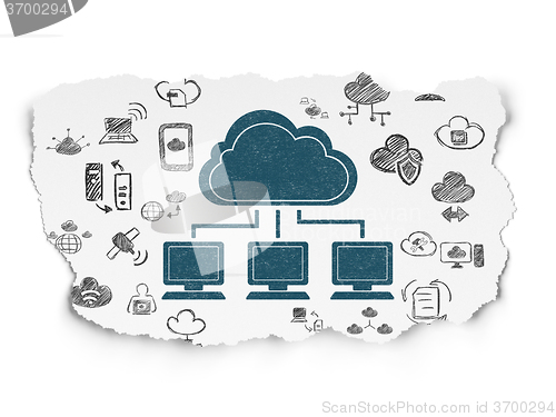 Image of Cloud technology concept: Cloud Network on Torn Paper background