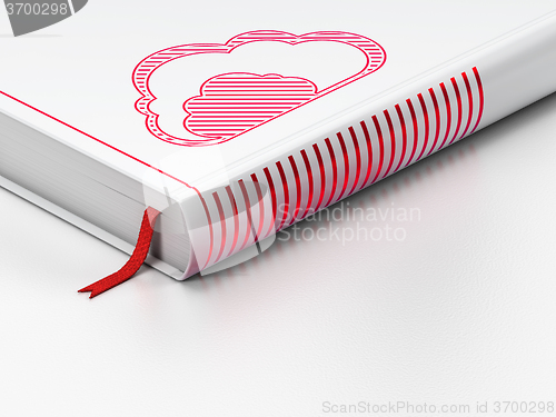 Image of Cloud computing concept: closed book, Cloud on white background