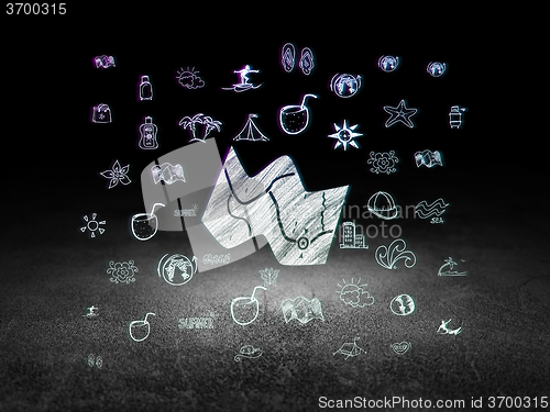 Image of Travel concept: Map in grunge dark room