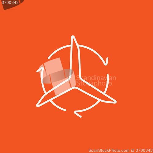 Image of Windmill with arrows line icon.