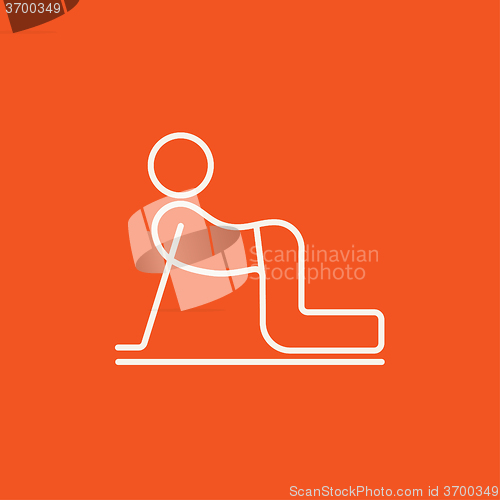 Image of Man practicing yoga line icon.