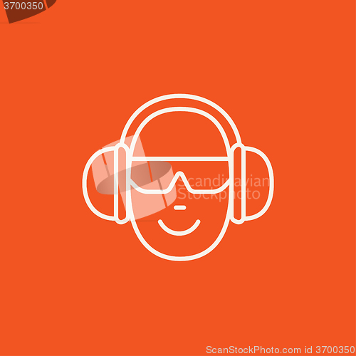 Image of Man in headphones line icon.