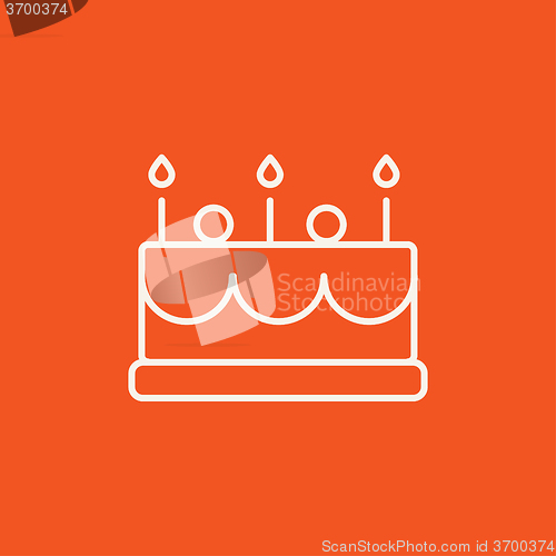 Image of Birthday cake with candles line icon.