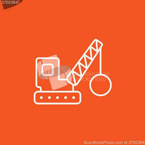 Image of Demolition crane line icon.