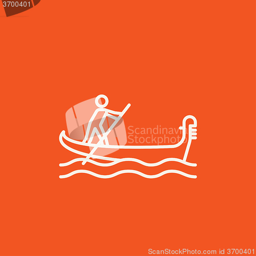 Image of Sailor rowing boat line icon.