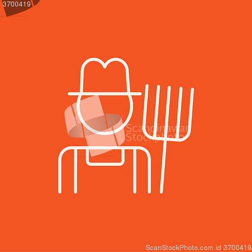 Image of Farmer with pitchfork line icon.