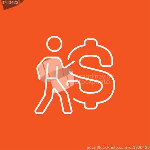 Image of Businessman with a big dollar symbol line icon.