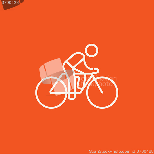 Image of Man riding  bike line icon.