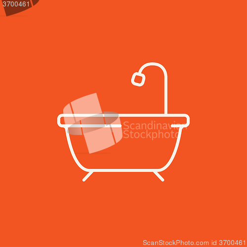 Image of Bathtub with shower line icon.