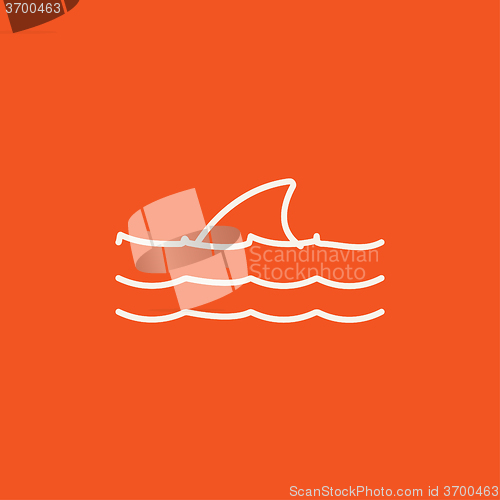 Image of Dorsal shark fin above water line icon.