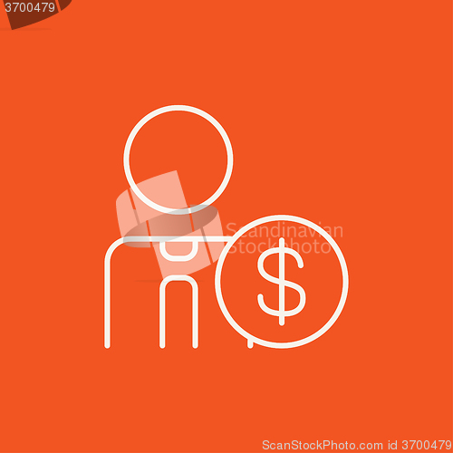 Image of Man with dollar sign line icon.