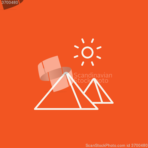 Image of Egyptian pyramids line icon.