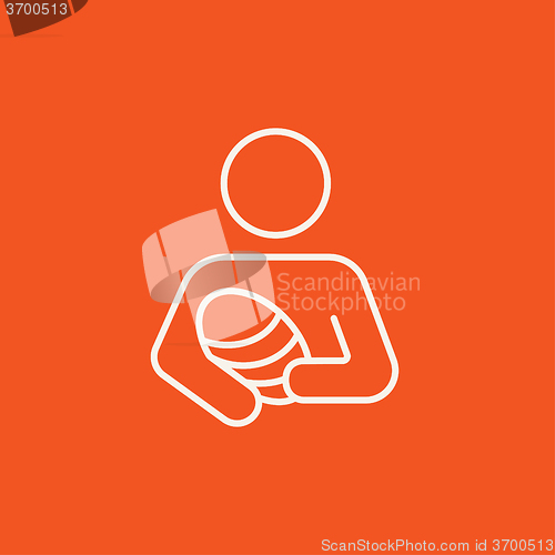 Image of Woman holding baby line icon.