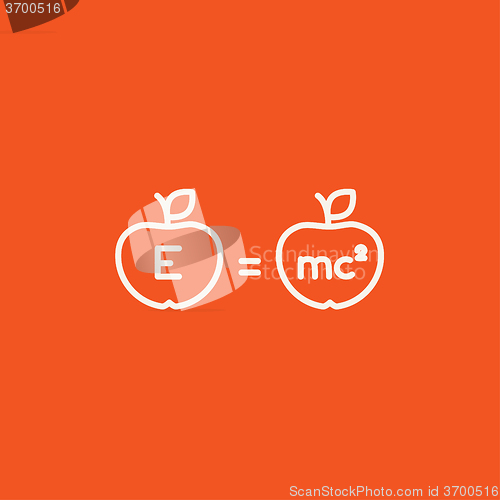 Image of Two apples with formulae line icon.