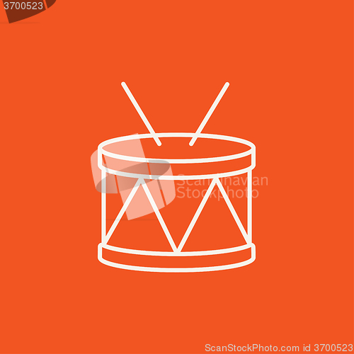 Image of Drum with sticks line icon.