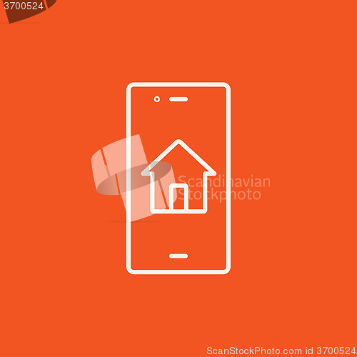 Image of Property search on mobile device line icon.