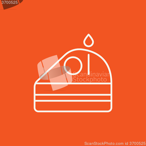 Image of Slice of cake with candle line icon.