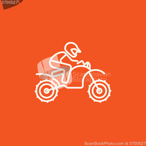 Image of Man riding motocross bike line icon.