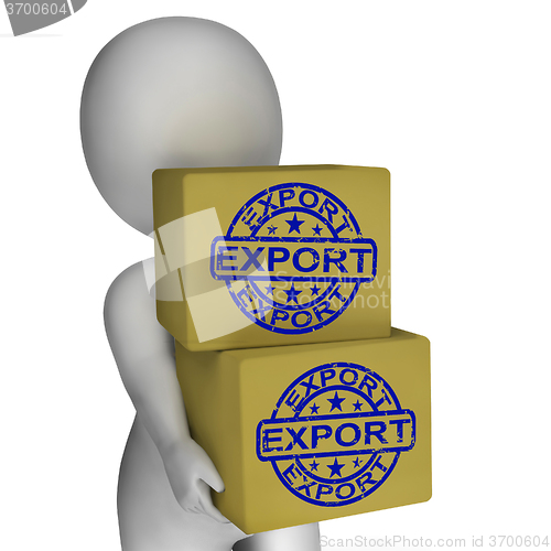 Image of Export  Boxes Show Exporting Goods And Merchandise